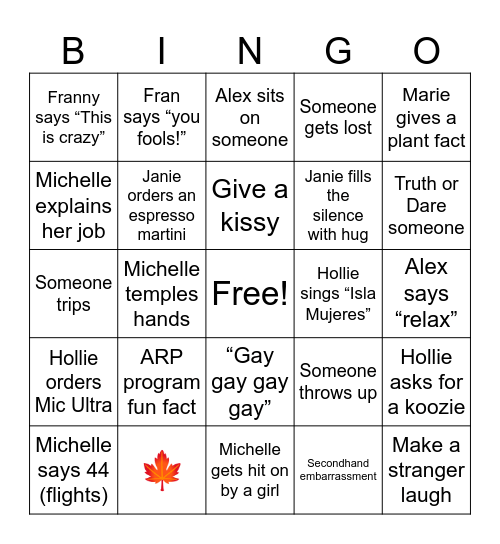 Tatt, Tarot & Titties Bingo Card