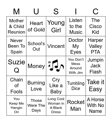1968 v 1972 Bingo Card