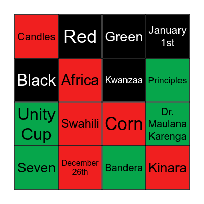 UA Kwanzaa 2024 Bingo Card