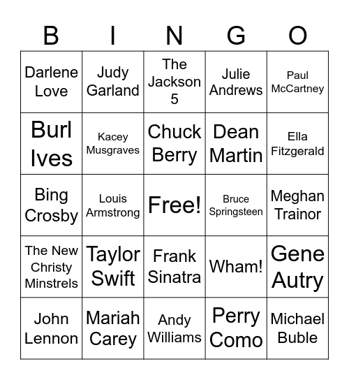 Who Sang this Christmas Song? Bingo Card