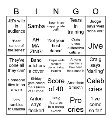 Strictly Bingo 2024 Bingo Card