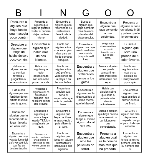 BRUNI BINGO 1 Bingo Card