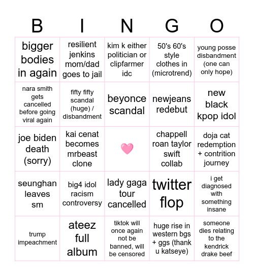 BLUE'S 2025 Bingo Card