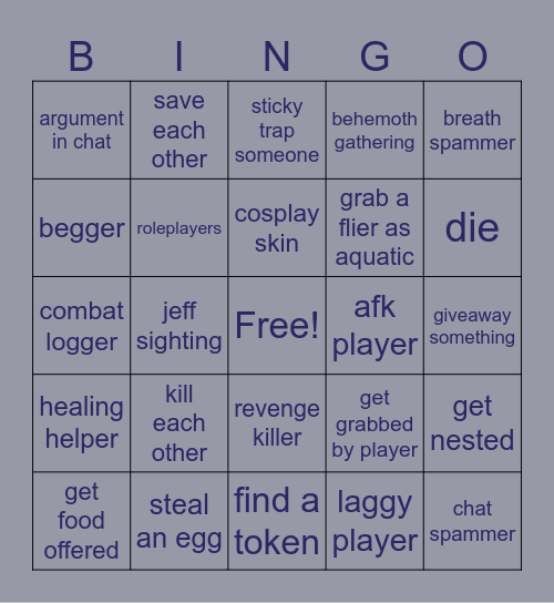 COS Bingo Card