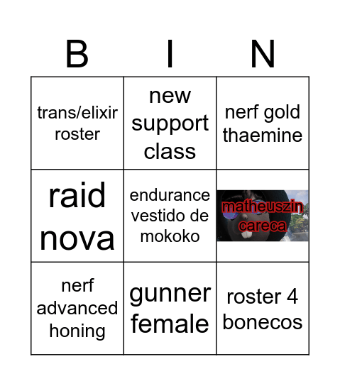 canalha Bingo Card