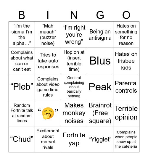Oscar Bingo Card