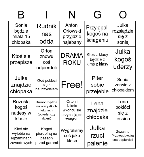 Klasa 3 Bingo Card