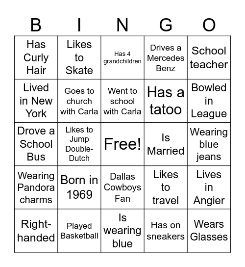 Carla's Bingo Card