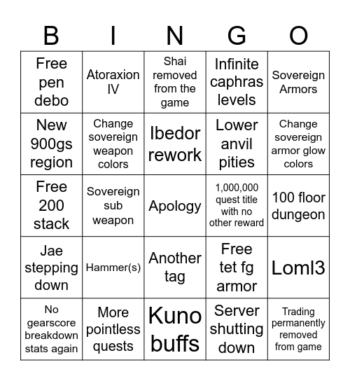 Untitled Bingo Card