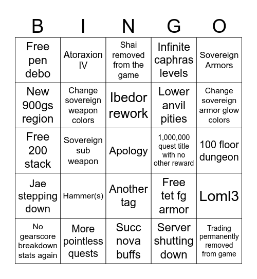 Untitled Bingo Card