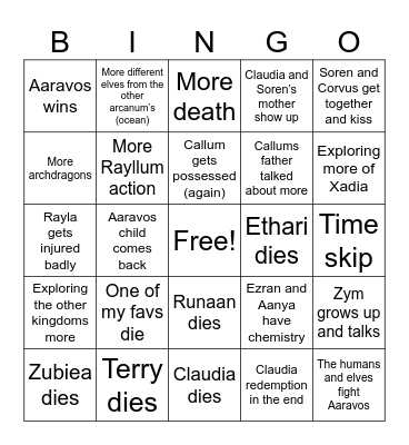 TDP Season 7 Bingo Card