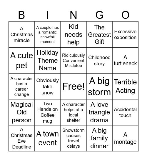Hallmark Xmas 1 Bingo Card