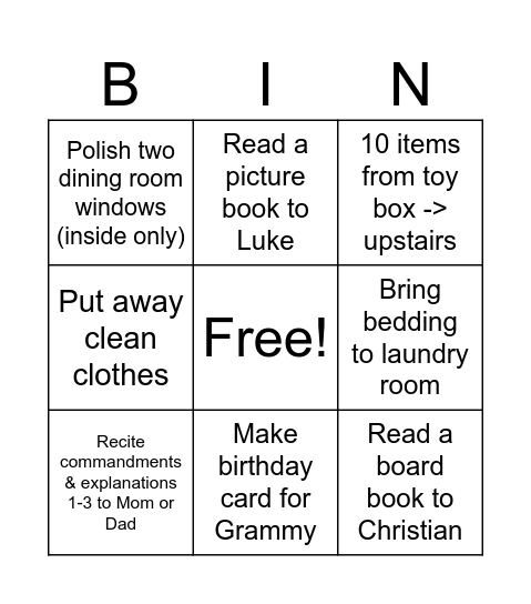 Marta Bingo Card