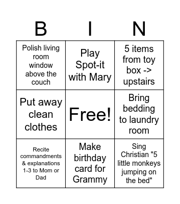 Luke Bingo Card