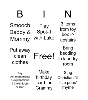 Mary Bingo Card
