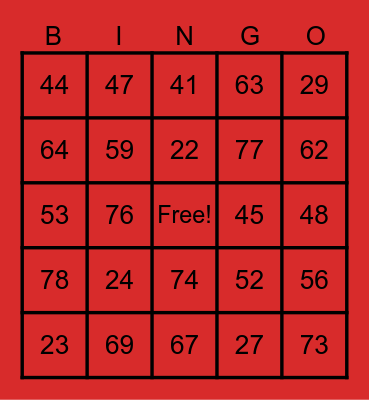 Fitness Bingo Card