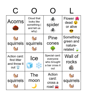 Hike bingo Card