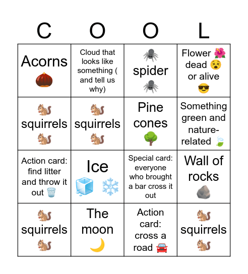 Hike bingo Card