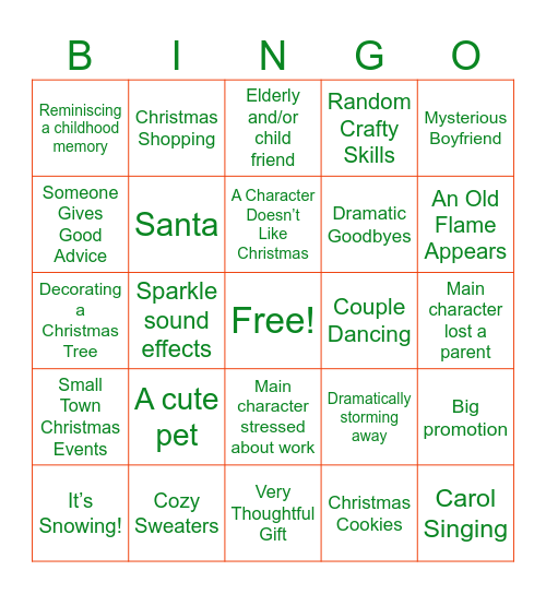 Hallmark Movie Bingo Card