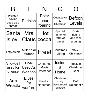 Red One Bingo Card