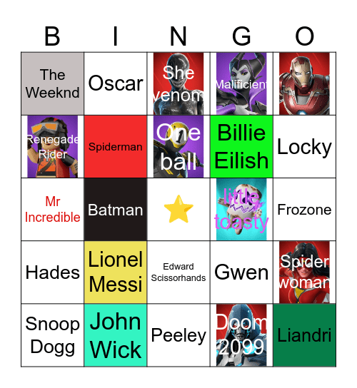 Logan's Fortnite Bingo Card