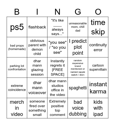 Dhar Mann Bingo v4 Bingo Card