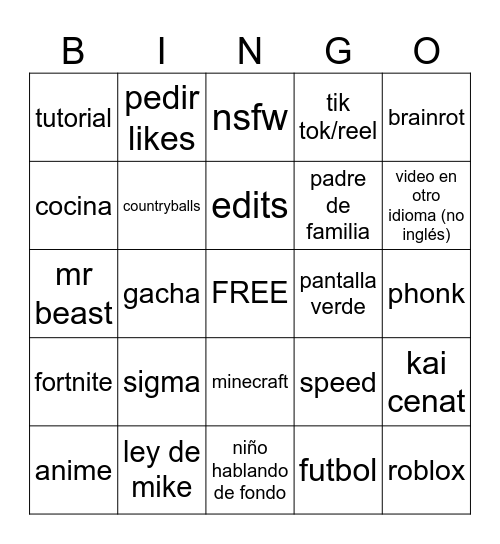 Untitled Bingo Card