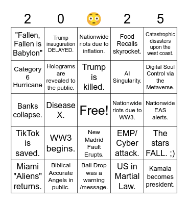 @StarliteBITES prediction. Bingo Card