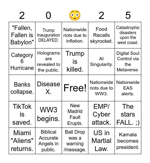 @StarliteBITES prediction. Bingo Card