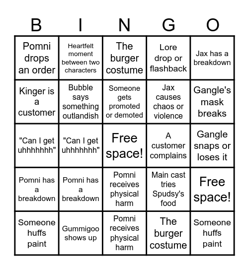 TADC Episode 4 Bingo Card