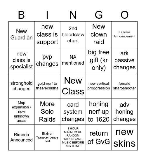 Loaon Winter 2024 Bingo Card