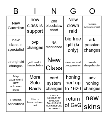 Loaon Winter 2024 Bingo Card