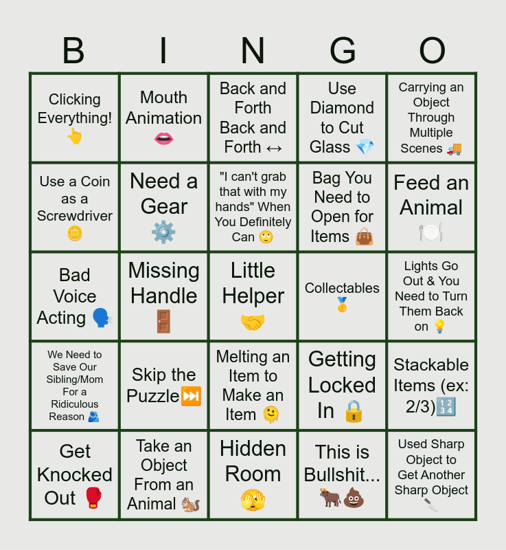 HOG (Hidden Object Game) BINGO!!! Bingo Card