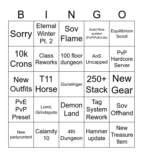 Festa Bingo Card