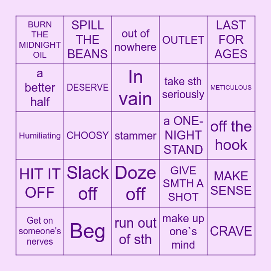 Sofia Bingo Card