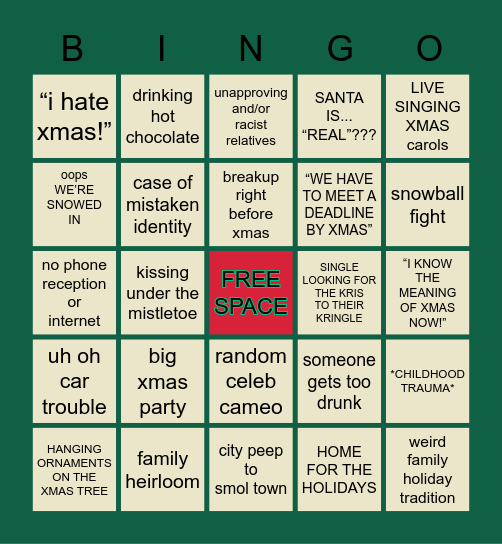 ~ timewoes' xmas movie bingo ~ Bingo Card