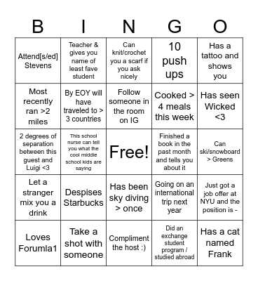 Holiday BINGO! Bingo Card
