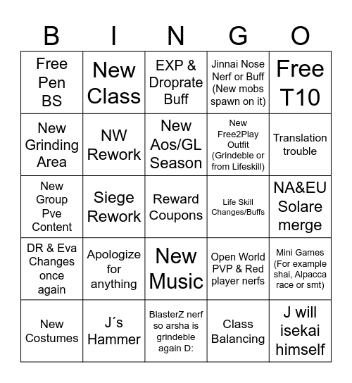 Calp Ball 2024 Bingo Card