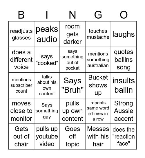 Shleep Bingo Card