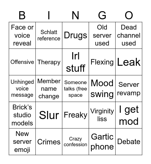 Server bingo Card