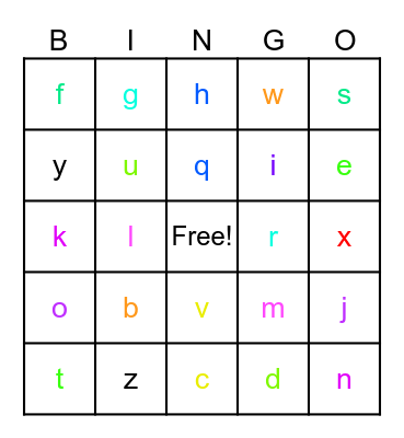 alphabet Bingo Card