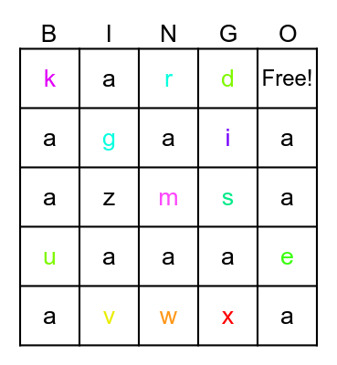 alphabet Bingo Card