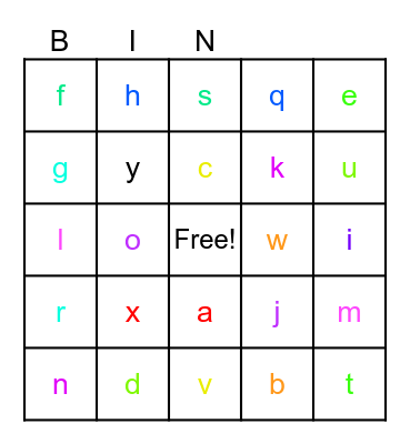 alphabet Bingo Card