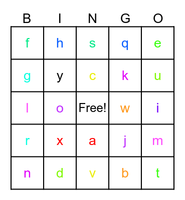 alphabet Bingo Card