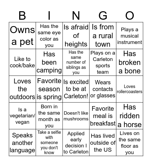 Hall Social Bingo! Bingo Card