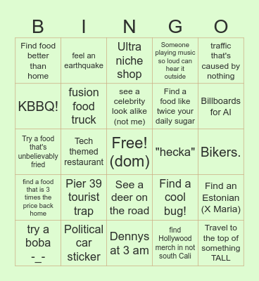 AMERICA BINGO Card