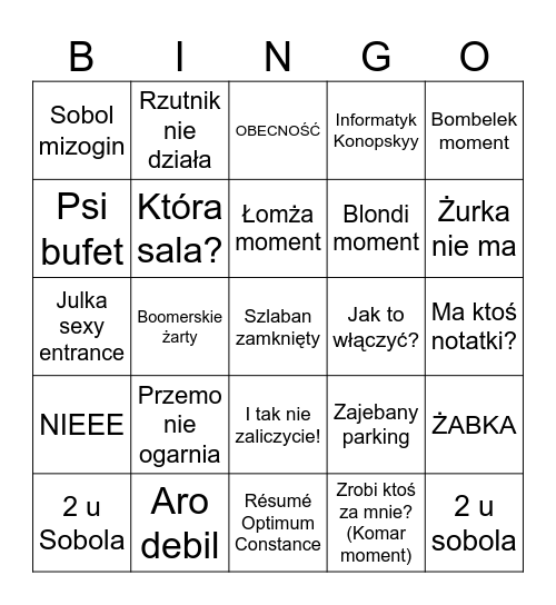 WANS Bingo Card