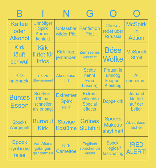 Star Trek Bingo Card