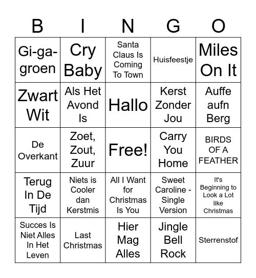 KERSTBINGO!!! Bingo Card