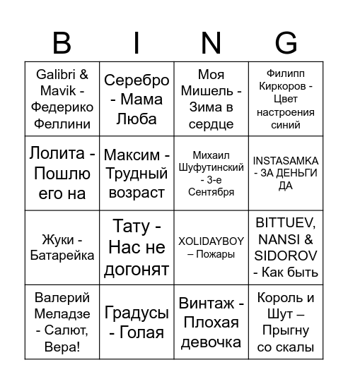 НОВОГОДНЕЕ БИНГО Bingo Card